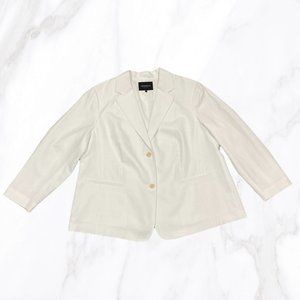 NWOT Lafayette 148 Women's White Linen Blend 2‎ Button Blazer, Size 22W